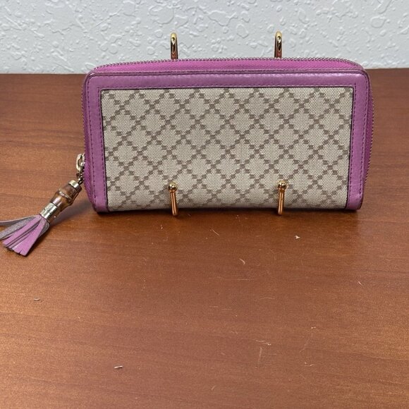 Gucci Long Wallet Zippy W/Bamboo Tassel HOT PINK - Picture 2 of 9